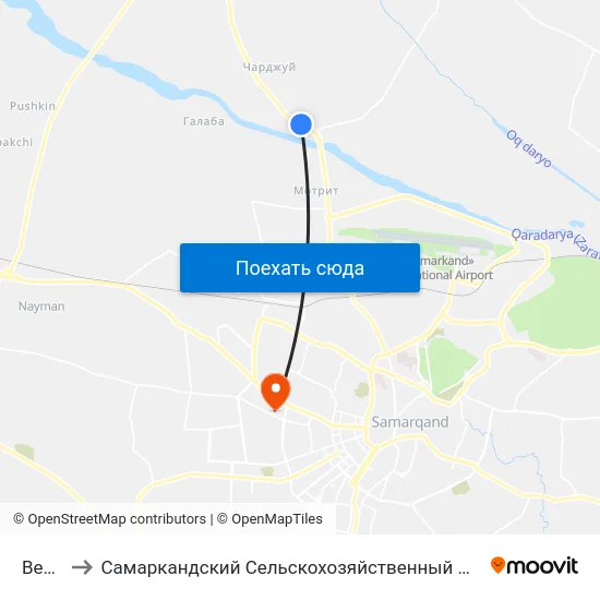 Bekat to Самаркандский Сельскохозяйственный Институт map