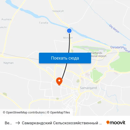 Bekat to Самаркандский Сельскохозяйственный Институт map