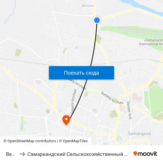 Bekat to Самаркандский Сельскохозяйственный Институт map