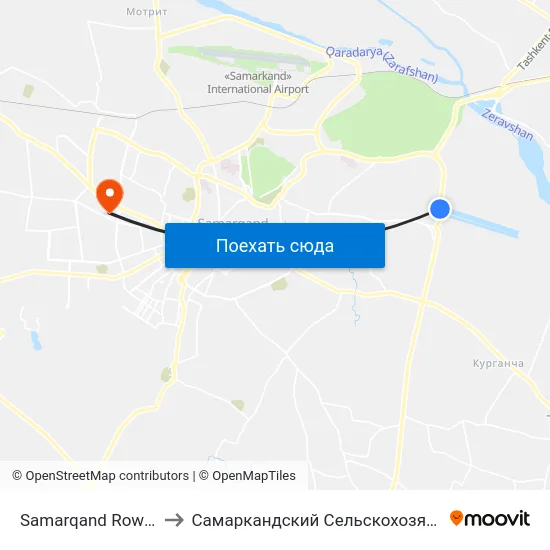 Samarqand Rowing Complex to Самаркандский Сельскохозяйственный Институт map