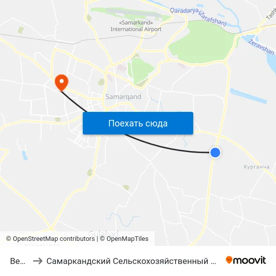 Bekat to Самаркандский Сельскохозяйственный Институт map