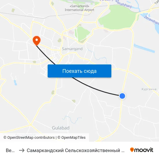 Bekat to Самаркандский Сельскохозяйственный Институт map
