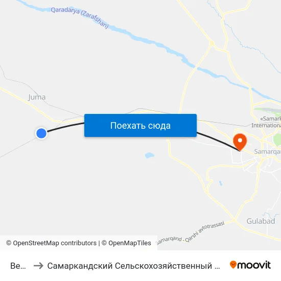 Bekat to Самаркандский Сельскохозяйственный Институт map