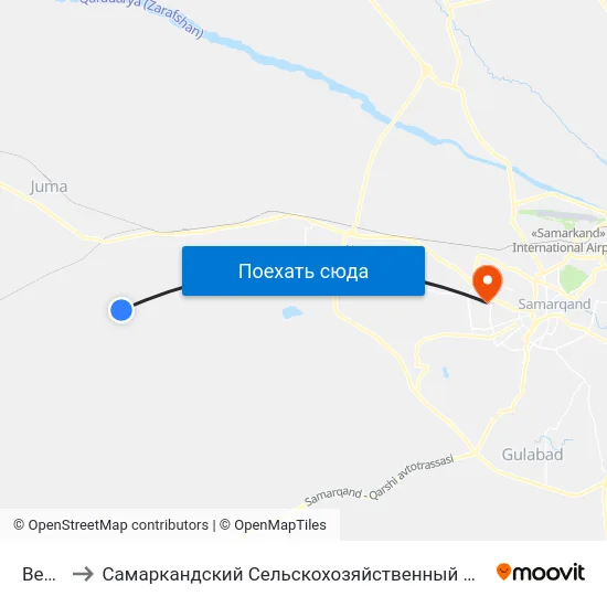 Bekat to Самаркандский Сельскохозяйственный Институт map