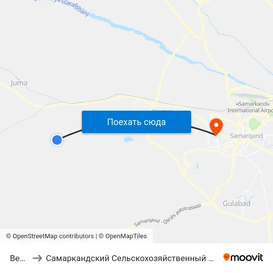 Bekat to Самаркандский Сельскохозяйственный Институт map