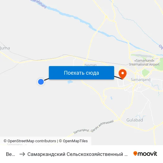 Bekat to Самаркандский Сельскохозяйственный Институт map