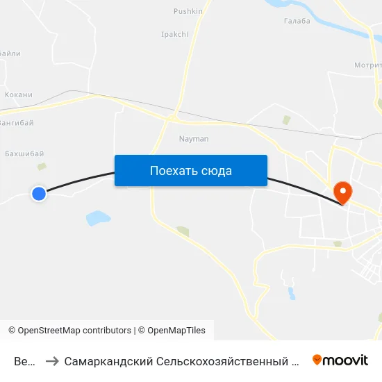 Bekat to Самаркандский Сельскохозяйственный Институт map