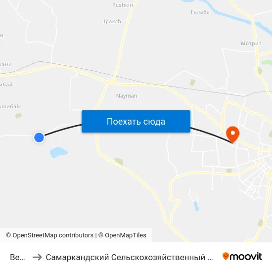 Bekat to Самаркандский Сельскохозяйственный Институт map