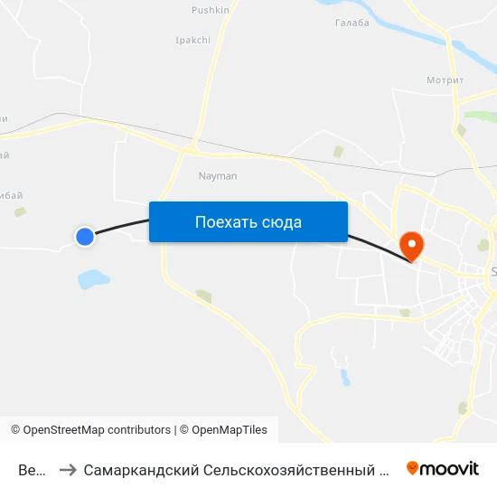 Bekat to Самаркандский Сельскохозяйственный Институт map