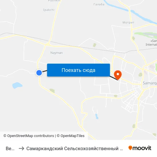 Bekat to Самаркандский Сельскохозяйственный Институт map