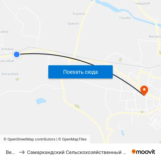 Bekat to Самаркандский Сельскохозяйственный Институт map