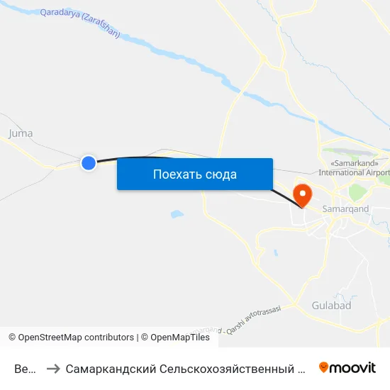 Bekat to Самаркандский Сельскохозяйственный Институт map