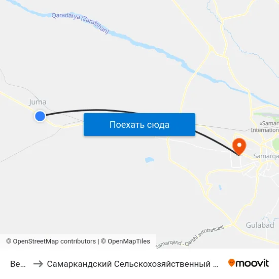 Bekat to Самаркандский Сельскохозяйственный Институт map