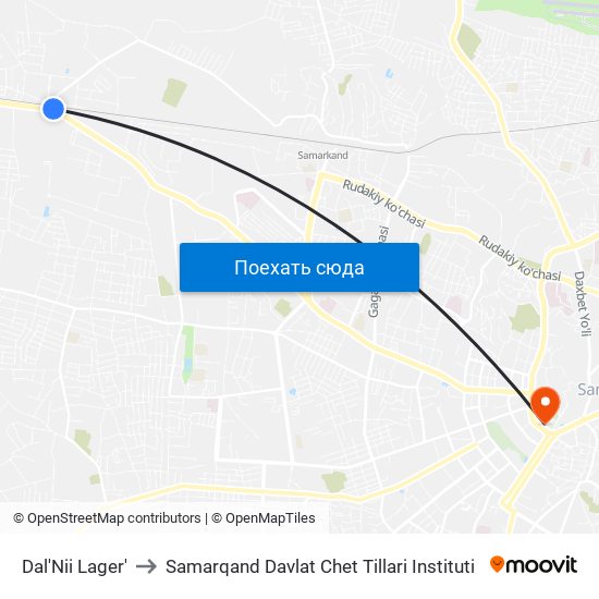 Dal'Nii Lager' to Samarqand Davlat Chet Tillari Instituti map