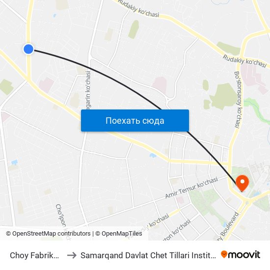 Choy Fabrikasi to Samarqand Davlat Chet Tillari Instituti map