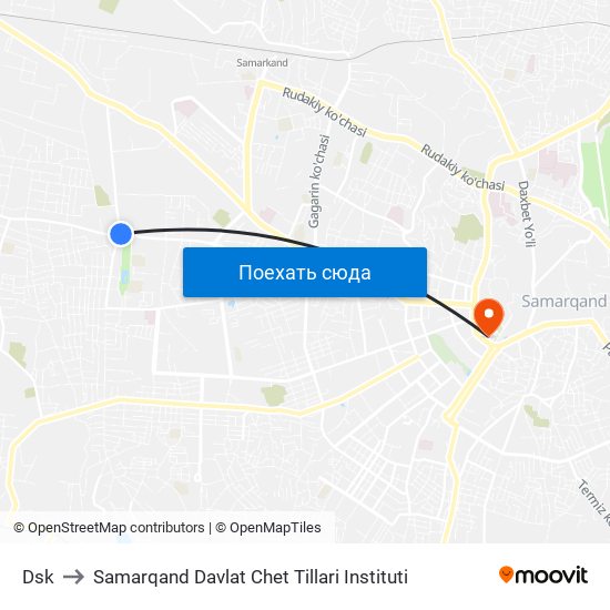 Dsk to Samarqand Davlat Chet Tillari Instituti map