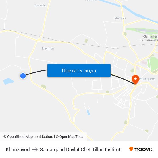 Khimzavod to Samarqand Davlat Chet Tillari Instituti map