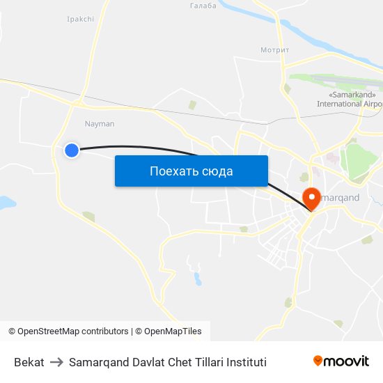 Bekat to Samarqand Davlat Chet Tillari Instituti map