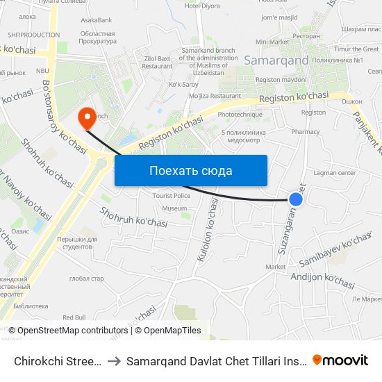Chirokchi Street, 4 to Samarqand Davlat Chet Tillari Instituti map