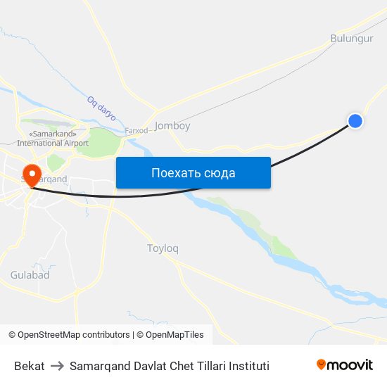 Bekat to Samarqand Davlat Chet Tillari Instituti map