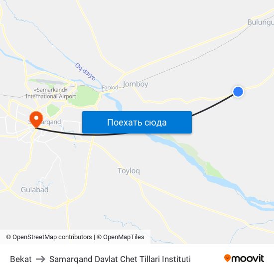 Bekat to Samarqand Davlat Chet Tillari Instituti map