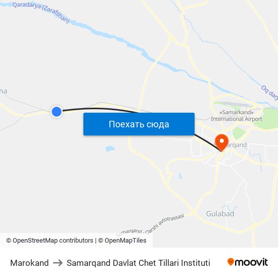 Marokand to Samarqand Davlat Chet Tillari Instituti map