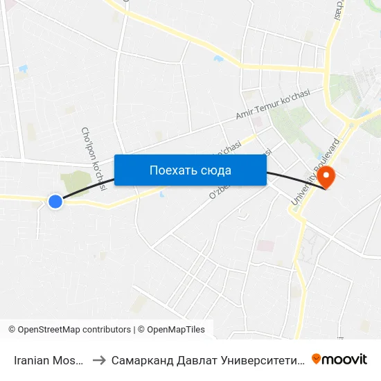 Iranian Mosquée to Самарканд Давлат Университети (Самду) map