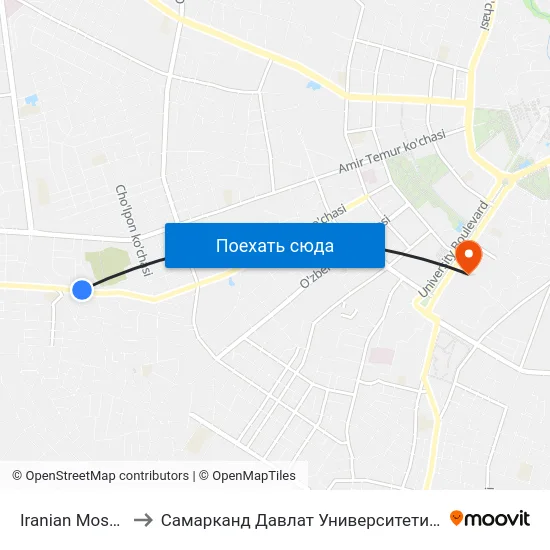 Iranian Mosquée to Самарканд Давлат Университети (Самду) map