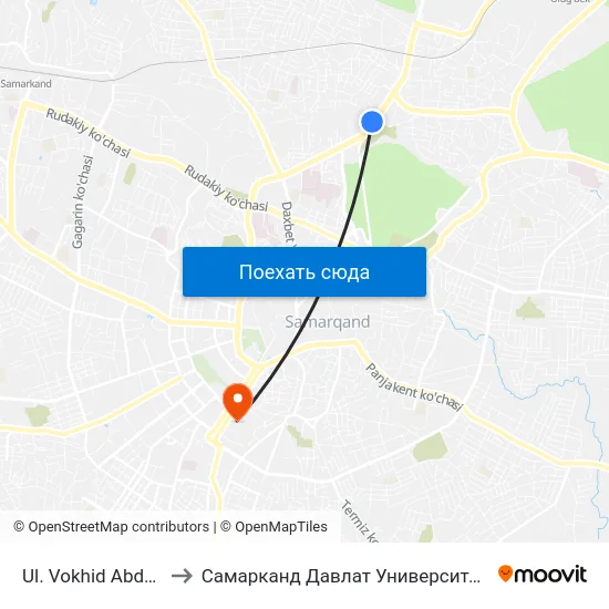 Ul. Vokhid Abdullaeva to Самарканд Давлат Университети (Самду) map