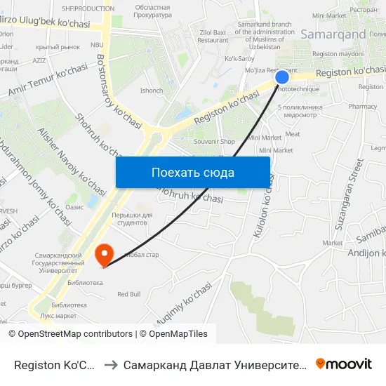 Registon Ko'Chasi, 5 to Самарканд Давлат Университети (Самду) map