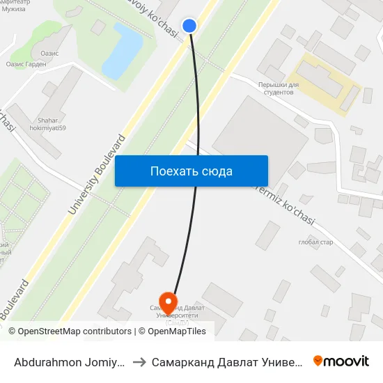 Abdurahmon Jomiy Ko'Chasi, 59 to Самарканд Давлат Университети (Самду) map