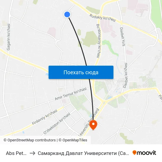 Abs Petrol to Самарканд Давлат Университети (Самду) map