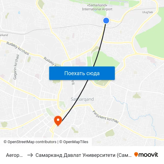 Aeroport to Самарканд Давлат Университети (Самду) map