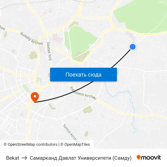 Bekat to Самарканд Давлат Университети (Самду) map