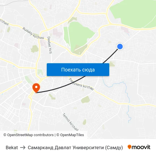 Bekat to Самарканд Давлат Университети (Самду) map