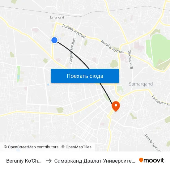 Beruniy Ko'Chasi, 71 to Самарканд Давлат Университети (Самду) map
