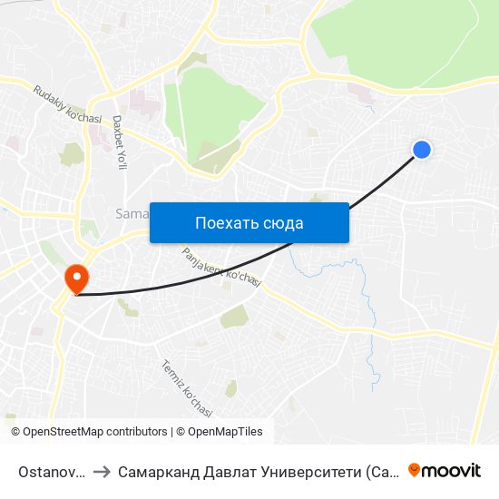 Ostanovka to Самарканд Давлат Университети (Самду) map