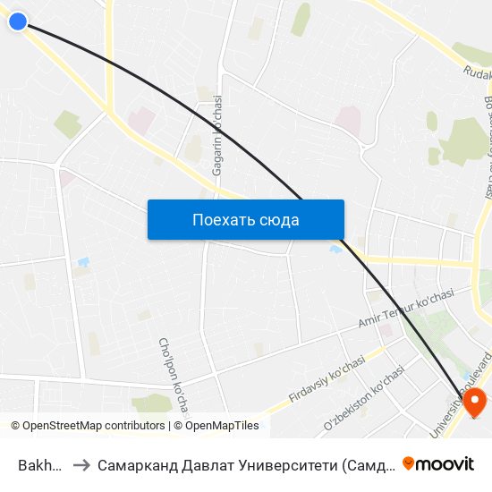 Bakhor to Самарканд Давлат Университети (Самду) map