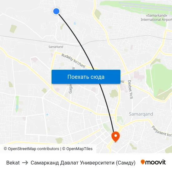 Bekat to Самарканд Давлат Университети (Самду) map