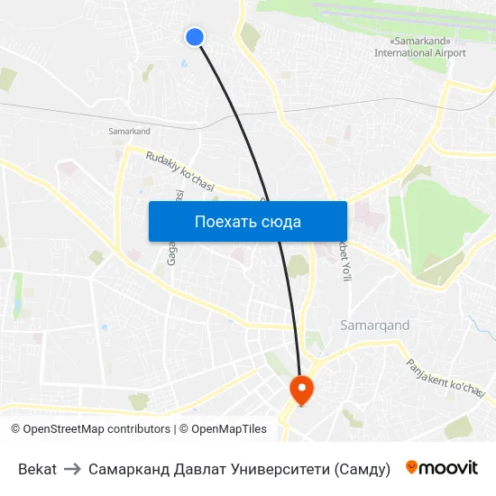 Bekat to Самарканд Давлат Университети (Самду) map