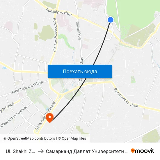 Ul. Shakhi Zinda to Самарканд Давлат Университети (Самду) map