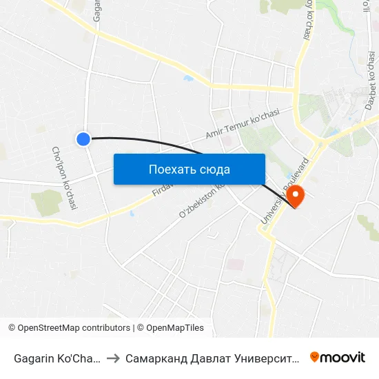 Gagarin Ko'Chasi, 178 to Самарканд Давлат Университети (Самду) map