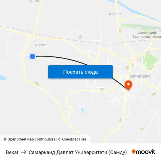 Bekat to Самарканд Давлат Университети (Самду) map