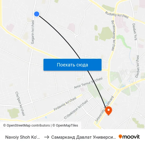 Navoiy Shoh Ko'Chasi, 37 to Самарканд Давлат Университети (Самду) map