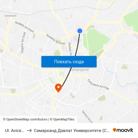 Ul. Avicenni to Самарканд Давлат Университети (Самду) map
