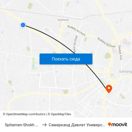 Spitamen-Shokh Ulitsa, 100 to Самарканд Давлат Университети (Самду) map