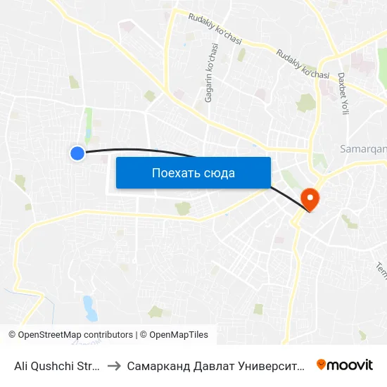 Ali Qushchi Street, 35 to Самарканд Давлат Университети (Самду) map