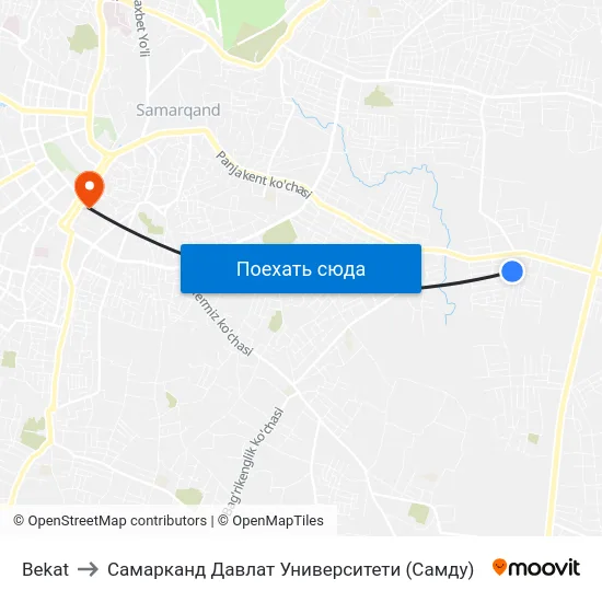 Bekat to Самарканд Давлат Университети (Самду) map