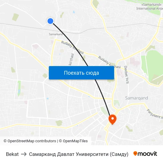 Bekat to Самарканд Давлат Университети (Самду) map