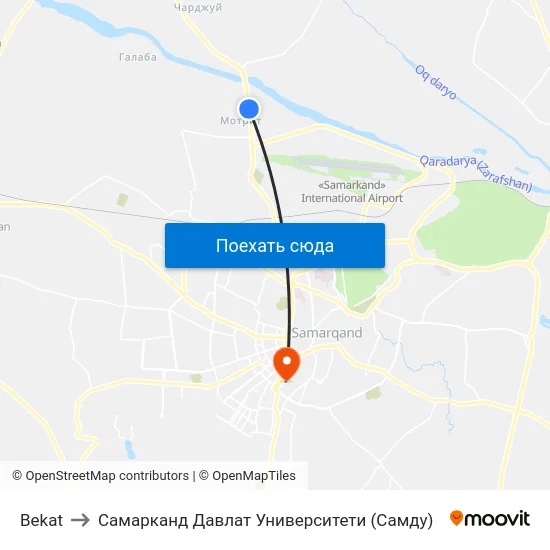 Bekat to Самарканд Давлат Университети (Самду) map